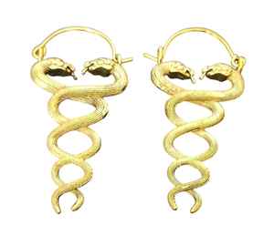 Pendientes de Aro con Diseño de Serpiente de Latón al por Mayor, Bañados en Oro, Estilo Bohemio, Pendientes Colgantes en Espiral para Mujer - Product Image 1