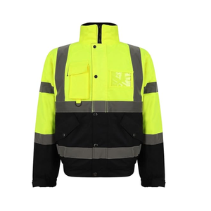 High Visibility Class 2 Industrial <b>Worker</b> Uniform Flash Reflective Stripes Waterproof Soft Shell <b>Jacket</b> Fluorescent Polyester - Product Image 4