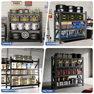 Étagères de garage robustes, capacité de 5000 lb, unité de rangement métallique réglable à 4 niveaux, 63H x 67W x 23.7D - Product Image 5