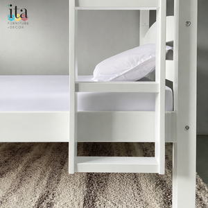 Lit superposé en bois blanc vintage personnalisable, meubles de chambre à coucher pour enfants - Product Image 4
