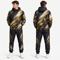 Ensemble de survêtement pour homme, coupe-vent géométrique violet techno, polyester, pantalon de jogging à fermeture éclair intégrale, entraînement sportif, fitness
