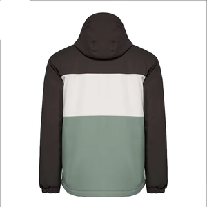 Chaqueta de Esquí con Capucha para Hombre, Diseño Color Block, Impermeable, Transpirable, Ecológica, Aislada, con Cierre de Cremallera, Color Azul Marino y Naranja, para Esquí y Nieve - Product Image 4
