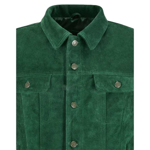 Wholesale 2025 New Design Men's Suede <b>Trucker</b> <b>Jacket</b> With New Fashion Shirt Style Real Leather <b>Jacket</b> For Man - Product Image 3