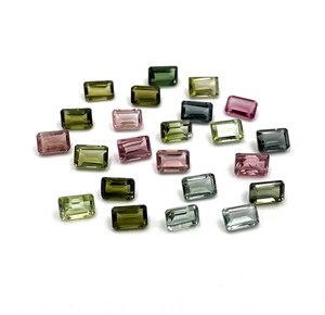 Pierre précieuse naturelle multi-tourmaline, taille octogonale, 4*6 mm, tourmaline facettée pour la création de bijoux, pierres certifiées IGI - Product Image 1