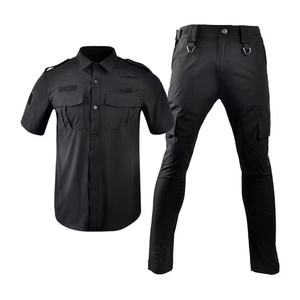 Tenue Tactique d'Été en Polyester Extensible avec Broderie Personnalisée et Badge Velcro pour Agent de Sécurité – Chemise et Pantalon Durables et Renforcés, Motif Camouflage - Product Image 1