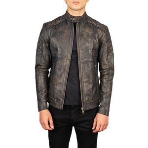 Nayab Industries Unisex Distressed Brown Genuine Leather Vintage Style Coated Breathable <b>Biker</b> <b>Jacket</b> Classic Fashion Waterproof - Product Image 5
