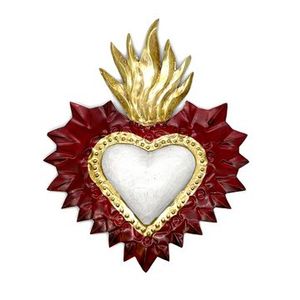 Gold Finished Metal Sacred Heart Sunburst Mirror <b>Frame</b> Milagros Sacred Heart for Church Home <b>Wall</b> Decorative Catholic Gift Decor - Product Image 1