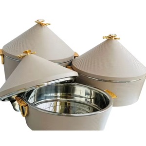 Juego de cacerolas redondas de acero inoxidable con diseño de flores amarillas, acabado pulido duradero para cocinas de gas e inducción. - Product Image 3