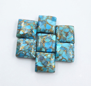 Cabochon carré en turquoise cuivrée bleue, pierre précieuse en vrac pour la fabrication de bijoux - Product Image 1