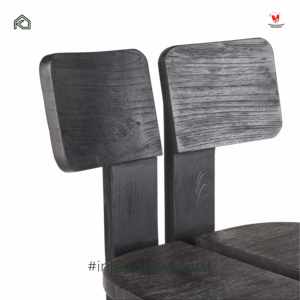 Taburete de Bar Moderno de Madera Negra, Silla Alta Creativa con Asiento Dividido y Reposapiés para Isla de Cocina, Cafetería, Muebles de Barra - Product Image 5