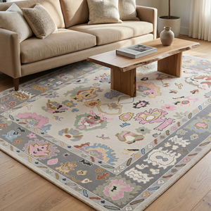 Alfombra de Lana Anudada a Mano de Primera Calidad, con Pelo Plano, Diseño Floral Multicolor, Alfombra Clásica de Larga Duración para Sala de Estar - Product Image 6