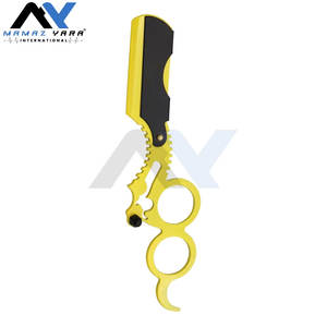 Rasoir à lame droite simple pour hommes, rasoir de barbier professionnel, couteau à raser pour salon et usage domestique, jaune citron - Product Image 6