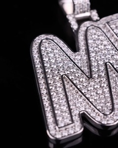 Pendentif Lettre Prénom Moissanite Entièrement Sertie de Pierres, Argent 925 Micro-Pavé, Breloques de Luxe, Pendentif Quotidien, Style Hip Hop - Product Image 5