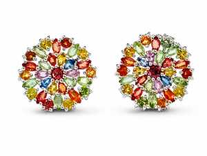 Boucles d'oreilles multi-saphirs en argent sterling 92,5 KLST-30980 - Product Image 1