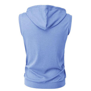 Sudadera sin mangas con capucha para hombre, cuello redondo, ajuste slim, lisa, teñida, de estambre, transpirable, con logo frontal, precio mayorista OEM - Product Image 6