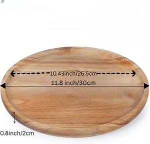Bandeja Redonda de Madera para Servir – Plato Organizador de Madera de Acacia, Bandeja de Madera Lisa para Servir, Bandeja de Madera Maciza, Bandeja de Madera Natural - Product Image 1