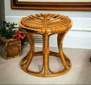 Handmade Rattan Round <b>Stool</b> Midcentury Modern Living Room Furniture Home <b>Stool</b> Ottoman Cane <b>Stool</b> From Uttar Pradesh - Product Image 5