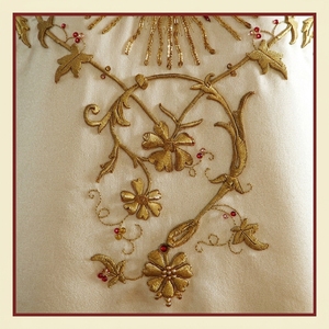 Patch brodé fait main en or massif Cœur Sacré, pour frontal d'autel d'église, voile de calice, vêtement liturgique, bannière catholique - Product Image 2