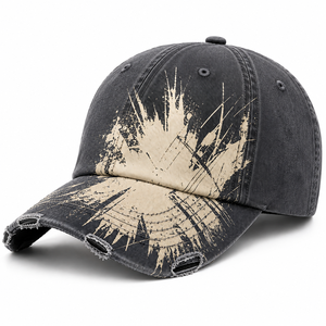 Custom Screen Printed Distressed Baseball Cap | Vintage Washed Cotton Adjustable Dad Hat | OEM & ODM Fashion Sports Cap - Product Image 1