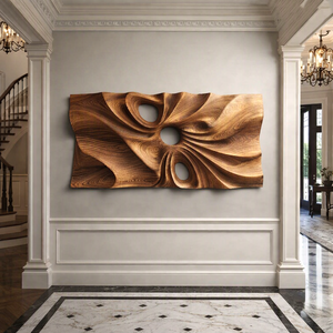Décoration murale en bois sculptée à la main, style rustique, pour chambre, salon, entrée, ambiance rustique, décoration murale solide, décoration intérieure - Product Image 1