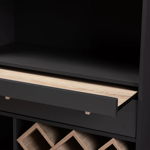 Nisto Tall <b>Bar</b> Unit Modern Wooden Wine and Liquor Storage Cabinet with Glass Holder <b>Shelves</b> Freestanding Home Furniture - Product Image 4