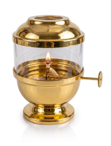 Lámpara de aceite tradicional de latón Akhand Jyot Diya con vidrio de borosilicato, lámpara decorativa de latón Puja Diya para el templo o sala de oración. - Product Image 2