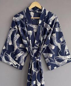 Robe Kimono Vintage d'Été en Coton Imprimé Floral, Manches Longues Respirantes, Vêtement de Nuit, Cache-Maillot de Plage pour Femme - Product Image 4