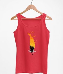 Débardeur rouge sans manches pour femme avec imprimé flamme, col rond décontracté, en coton respirant, idéal pour l'entraînement - Product Image 4