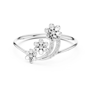 Anillo solitario de oro amarillo macizo de 14k para mujer con diamante de corte redondo minimalista floral en cascada para compromiso, aniversario, boda. - Product Image 5