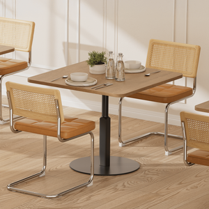 Set di 4 Sedie da Pranzo Moderne Stile Mid-Century Breu in Rattan Naturale con Schienale in Legno Massello per Cucina, Soggiorno e Sala da Pranzo - Product Image 5