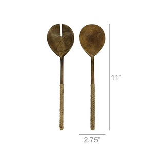Ensemble de cuillères en bois de manguier écologiques pour servir des salades, ustensiles en bois pour la cuisine et l'hôtellerie, au meilleur prix - Product Image 3