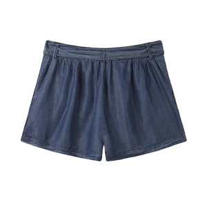 กางเกงขาสั้นผ้ายีนส์ลำลองเอวสูงสำหรับผู้หญิง, กางเกงยีนส์เอวสูงไซส์ใหญ่พิเศษกางเกงยีนส์มินิซักขาดมีกระดุมตกแต่งลายพิมพ์ - Product Image 2