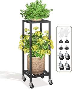 Support de plantes en fer à étiquette privée avec structure robuste, idéal pour accueillir plusieurs pots de fleurs dans les jardins, les patios et les balcons. - Product Image 5