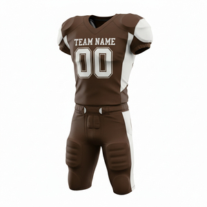 Ensemble d'uniformes de football américain personnalisés, jaune et blanc, maillot et pantalon sublimés, pour hommes adultes, toutes saisons, rembourrés, ajustés, col en V - Product Image 2