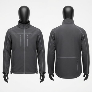 Veste Softshell de Travail Imperméable et Coupe-Vent 100% Coton à Capuche Blackhardson Gris Foncé avec Panneau Contrastant - Product Image 1