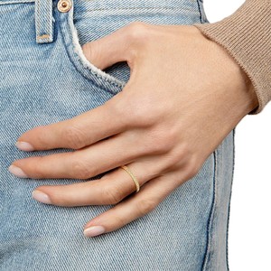 Bague Demi-Éternité en Or Massif 10K 14K avec Diamant de Laboratoire Rond Couleur DEF Clarté VS VVS, Bague de Mariage Minimaliste Fine et Délicate - Product Image 5