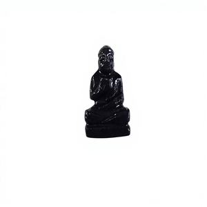 Sculpture de tête de Bouddha en agate noire faite à la main, en pierre semi-précieuse sculptée, pour la lithothérapie, vente en gros - Product Image 1
