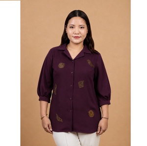Elegant Fashionable Cotton <b>Shirt</b> for Women Soft Breathable Lightweight Casual Wear Wholesale Clothing Supplier from India - Product Image 1