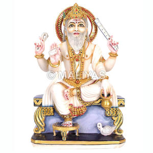 Statue de Vishwakarma Ji en marbre |   Murti Vishwakarma en marbre artisanal – Maliyas - Product Image 1