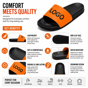 Custom Orange Logo EVA <b>Slide</b> Sandals | Unisex Anti-Slip Beach <b>Pool</b> Slippers | Lightweight Indoor Outdoor Comfort <b>Slides</b> | OEM - Product Image 6