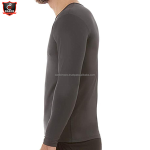 Camiseta de Yoga de entrenamiento de manga larga personalizada para hombre más vendida-Poliéster negro liso/algodón de secado rápido y transpirable - Product Image 6