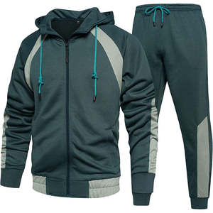 Ensemble de survêtement 2 pièces pour homme de haute qualité, coupe ajustée, à capuche, fermeture éclair intégrale, pour le sport, le jogging, décontracté, sweat-shirt et pantalon de jogging - Product Image 1