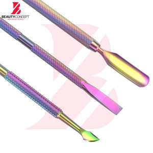 Pousse-cuticules en acier inoxydable pour dissolvant de vernis gel, ensemble de 3 pièces, grattoir à cuticules, outils de manucure pour ongles des mains et des pieds - Product Image 2