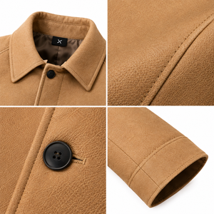 Abrigo Balmacaan de Cuero Genuino para Hombre |   Negro Gris Camel |   Fabricante OEM ODM |   Diseño de Calidad Premium |   Ropa de Cuero | - Product Image 4
