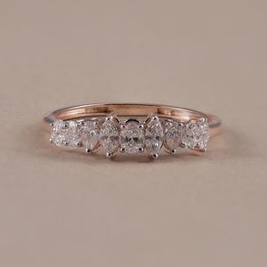 Multi Shapes Lab Grown Diamond Minimalist Band <b>Ring</b> 10K Rose Gold Engagement <b>Proposal</b> Fine Jewelry For Girlfriend - Product Image 1