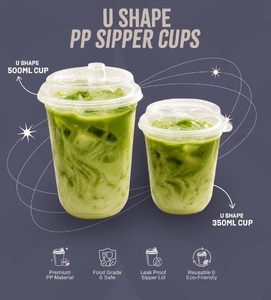 Vaso con Tapa de Plástico PP en Forma de U de 500 ml, Color Personalizado, Fabricante para Marcas de Bebidas, Cafeterías, Restaurantes, Vasos para Llevar - Product Image 2
