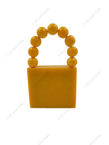 Indian Handcrafted Yellow Resin Clutch Bag With Beaded Handle Luxury Evening Party Women Statement Handbag - Product Image 4