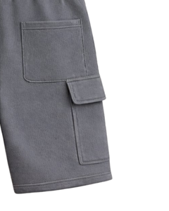 Shorts cargo gris anthracite pour hommes, taille élastique avec cordon de serrage, style streetwear décontracté, multi-poches, shorts d'été, fabricant de logos personnalisés - Product Image 6