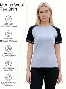 T-shirts de sport slim fit pour femmes, design raglan, manches longues, 100% coton, couleur unie, broderies, boutons, séchage rapide - Product Image 4