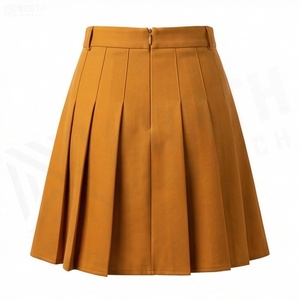 Mini-jupe plissée taille haute pour femme, couleur unie, tissée, coupe trapèze, style décontracté toutes saisons - Product Image 2